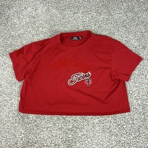 Minnesota Twins Shirt Womens Large Red MLB Baseball Pro Standard Crop Oversized